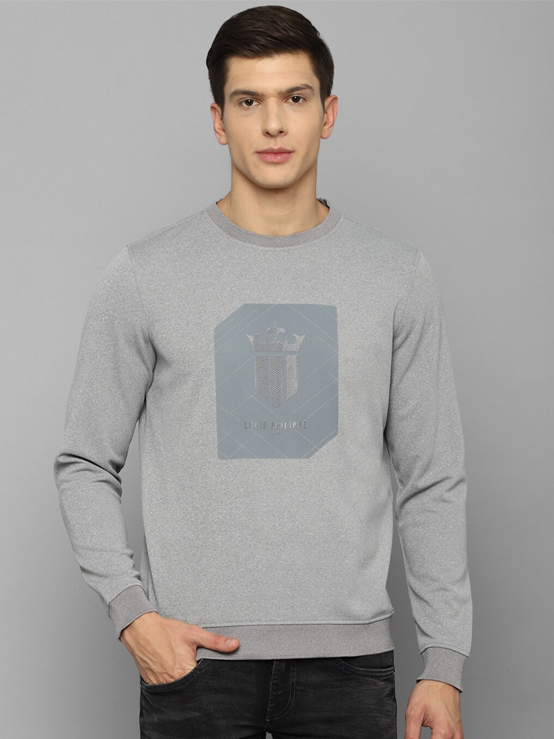 

Louis Philippe Sport Men Grey Printed Sweatshirt