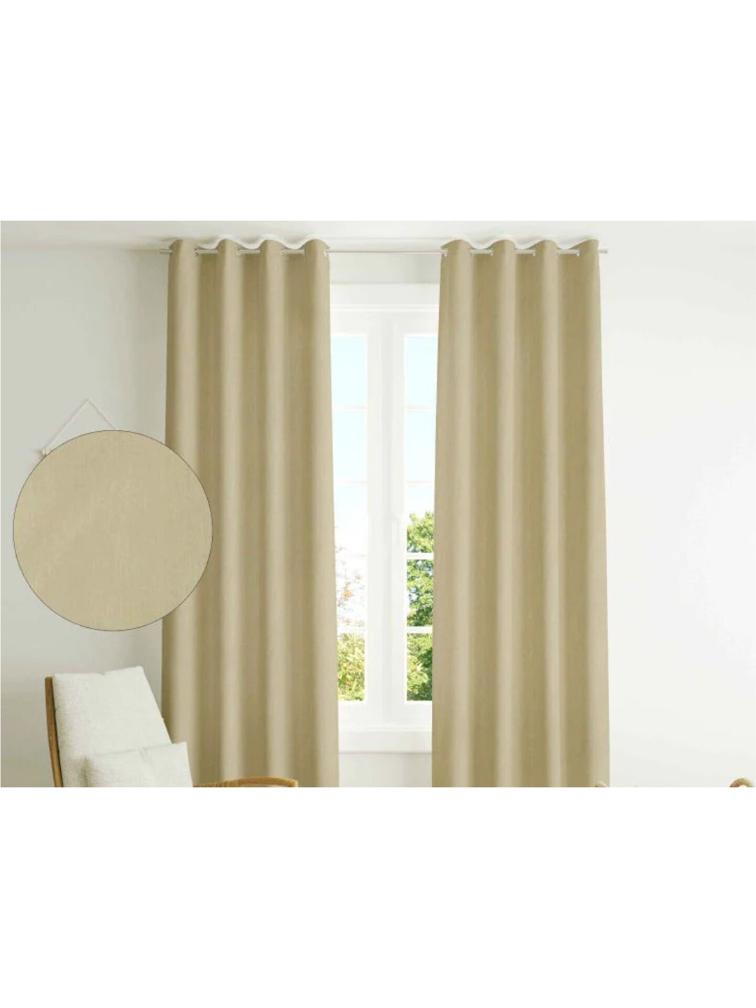 

URBAN SPACE Beige Black Out Door Curtain