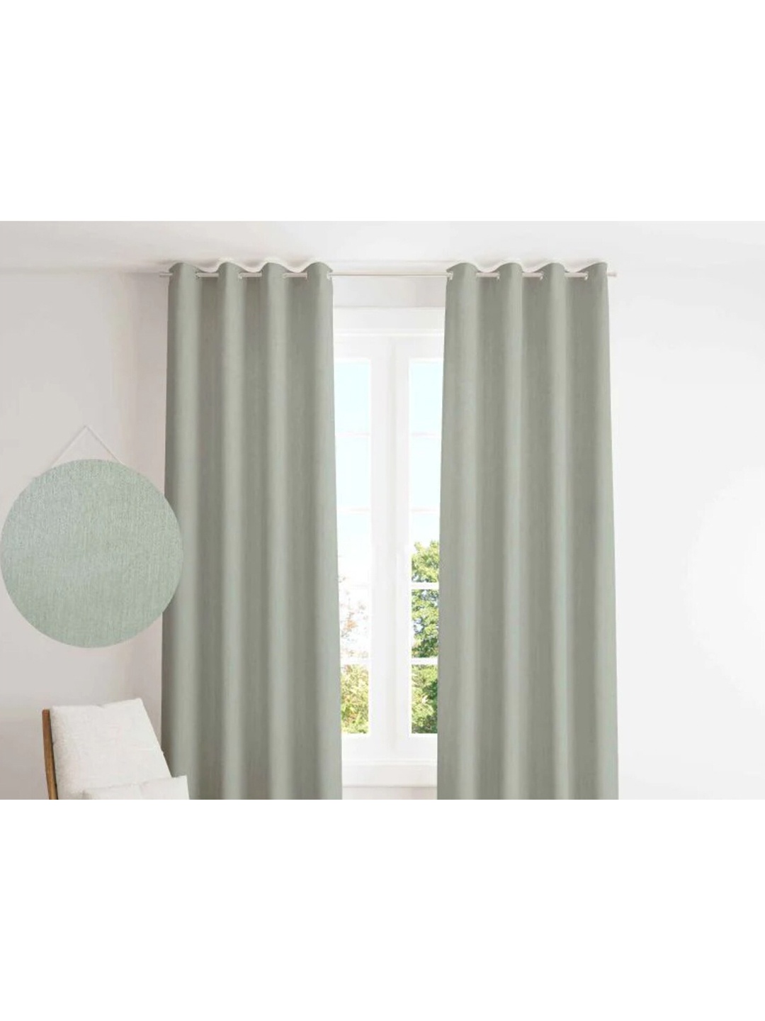 

URBAN SPACE Sea Green Black Out Long Door Curtains