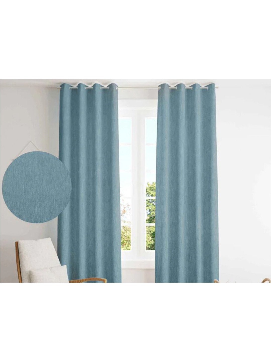

URBAN SPACE Blue Black Out Window Curtain