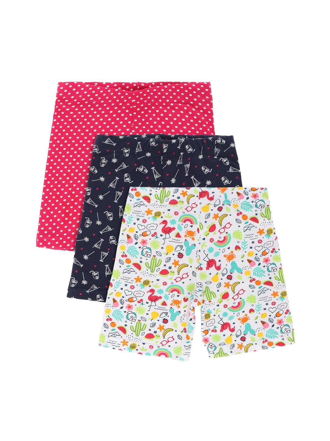 

Bodycare Kids Girls White & Fuchsia Pack Of 3 Floral Printed Shorts