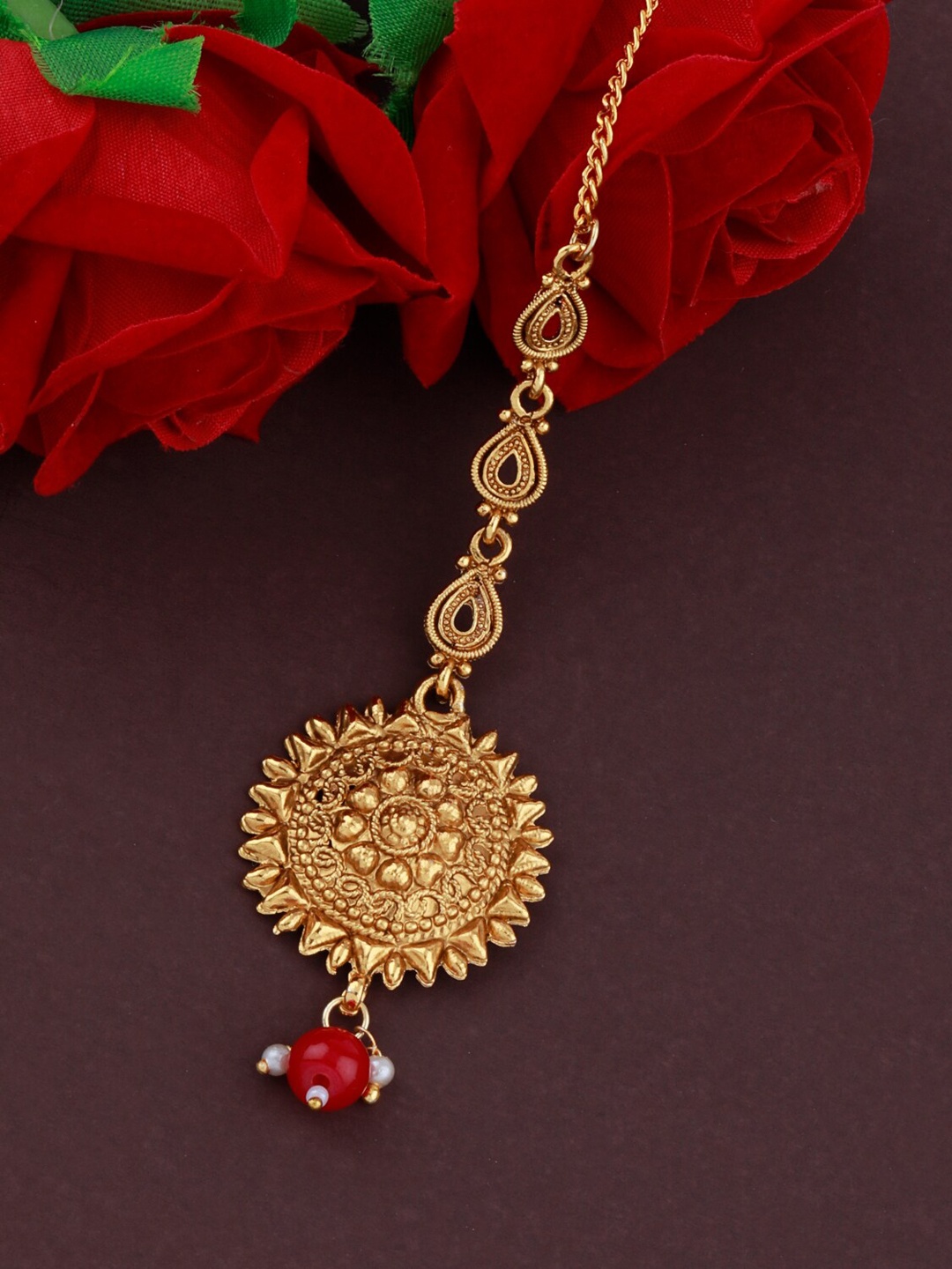 

Silver Shine Gold-Plated Traditional Maang Tikka