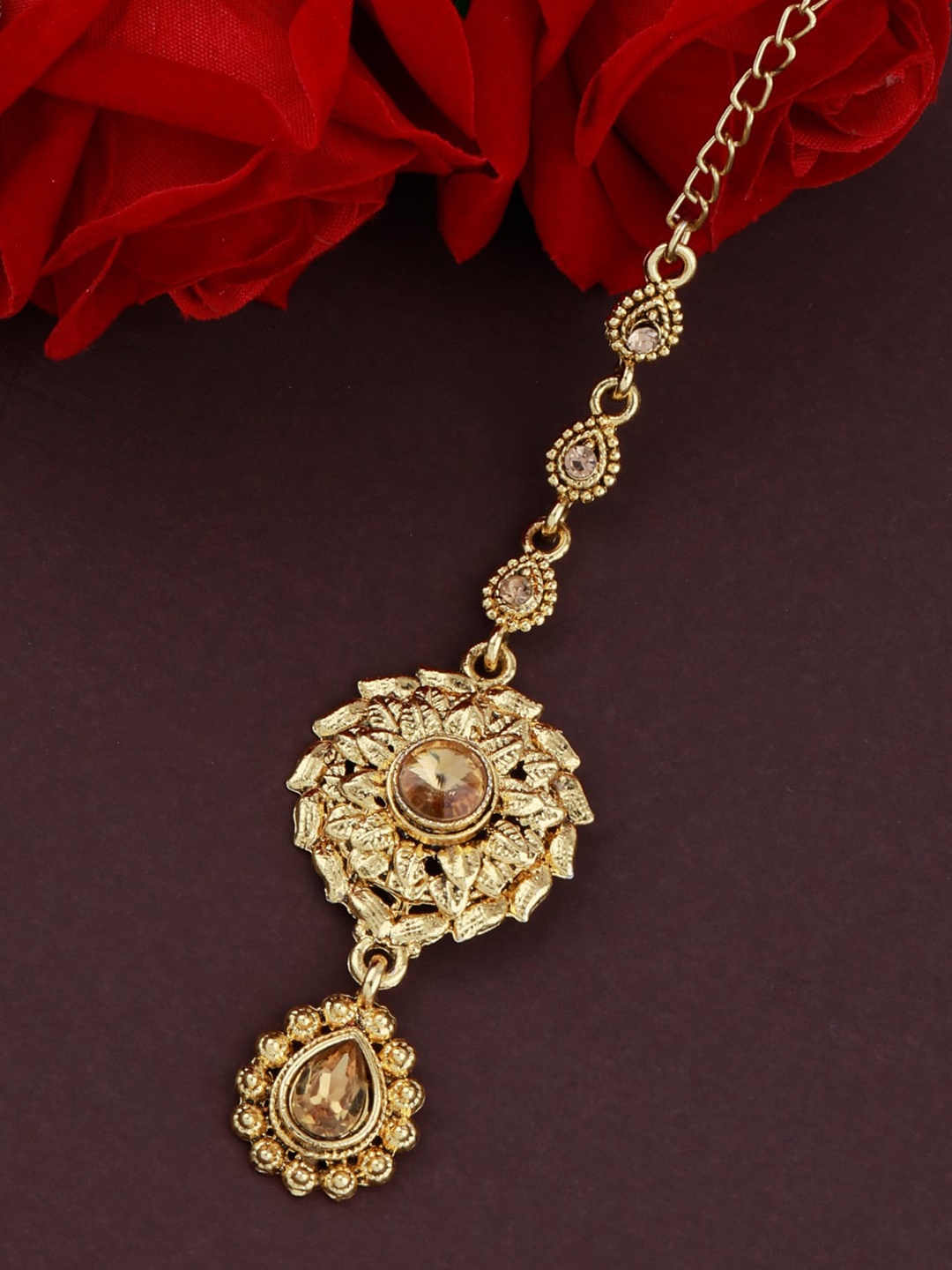 

Silver Shine Gold-Plated Traditional Maang Tikka