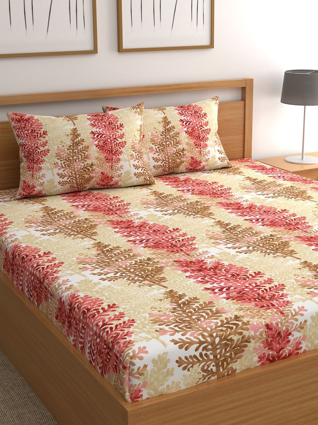 

CHHAVI INDIA Brown 210 tc Bedsheets With 2 Pillow Cover