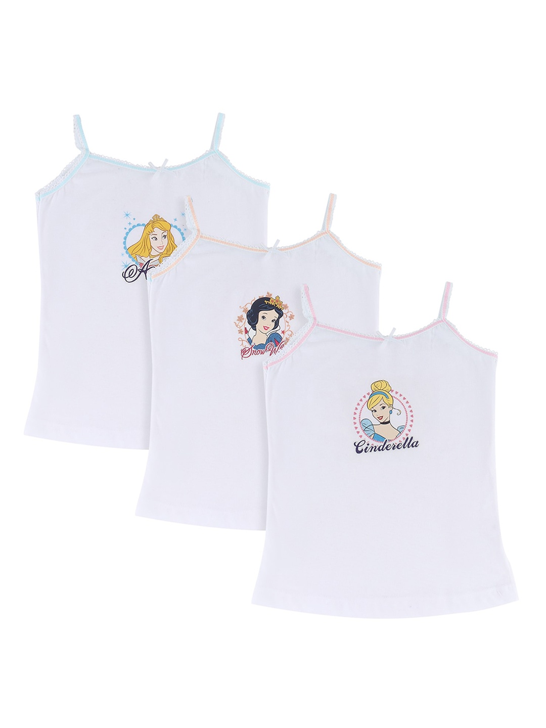 

Bodycare Kids Girls Pack Of 3 White Disney Princess Printed Cotton Innerwear Vests