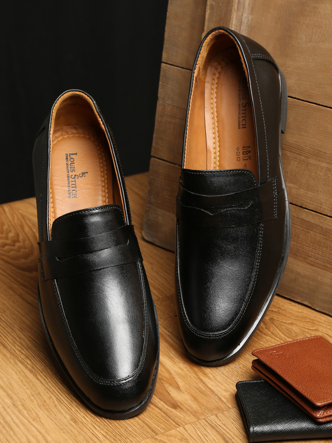 

LOUIS STITCH Men Black Solid Slip-On
