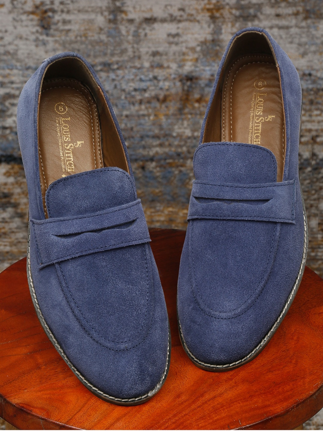 

LOUIS STITCH Men Blue Suede Loafers