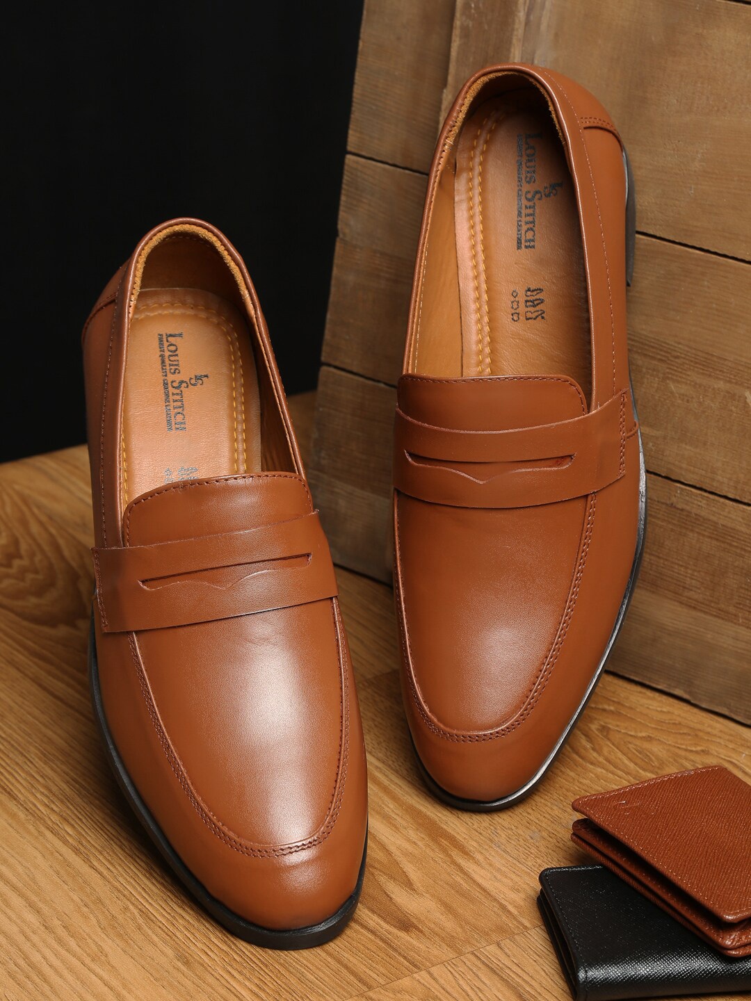 

LOUIS STITCH Men Brown Solid Leather Slip-Ons