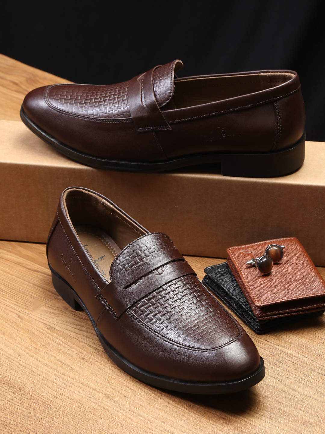 

LOUIS STITCH Men Brown Moccasins Italian Leather Formal Shoes