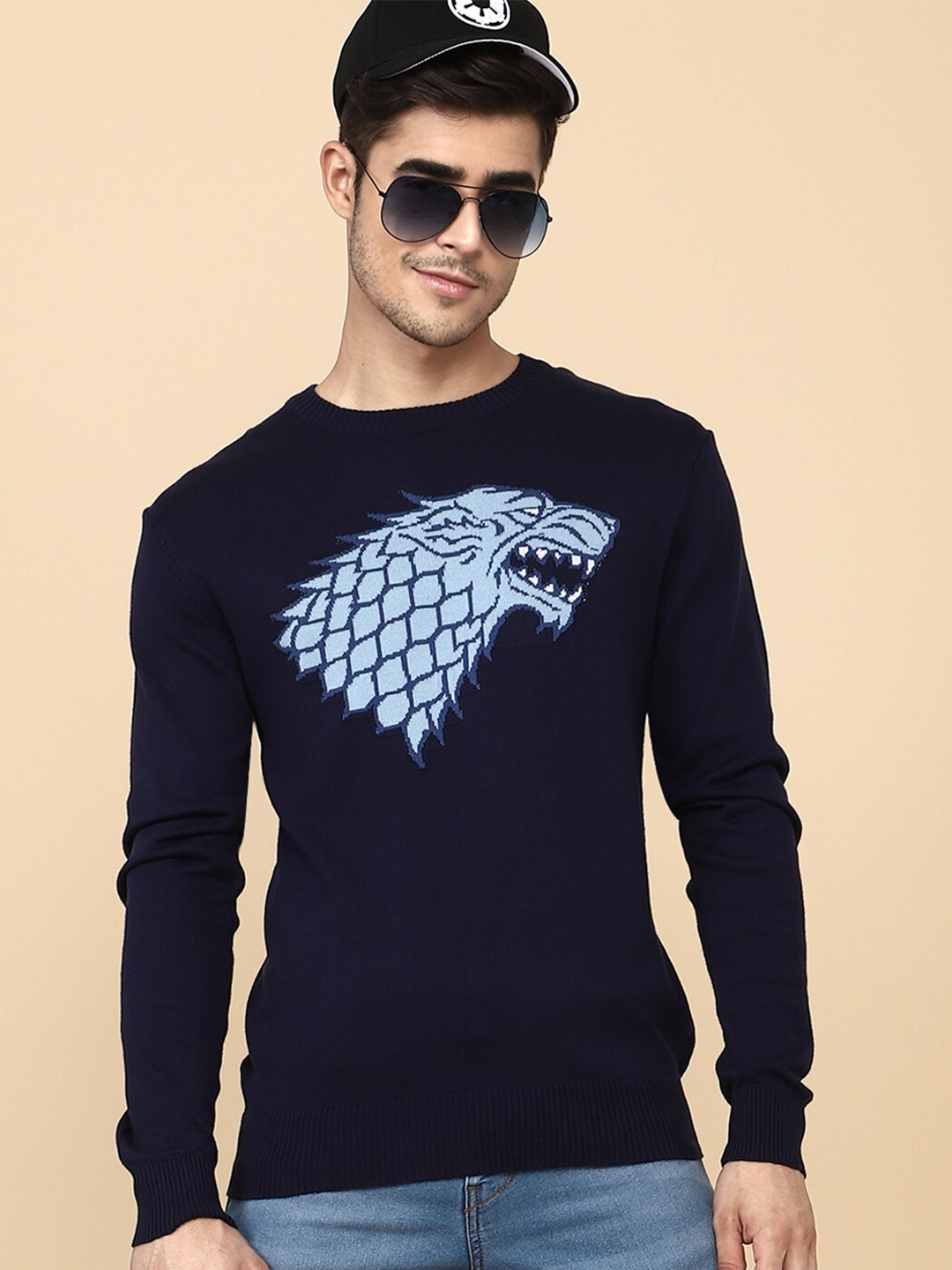

Free Authority Men Navy Blue & Blue Game of Thrones Printed Pullover