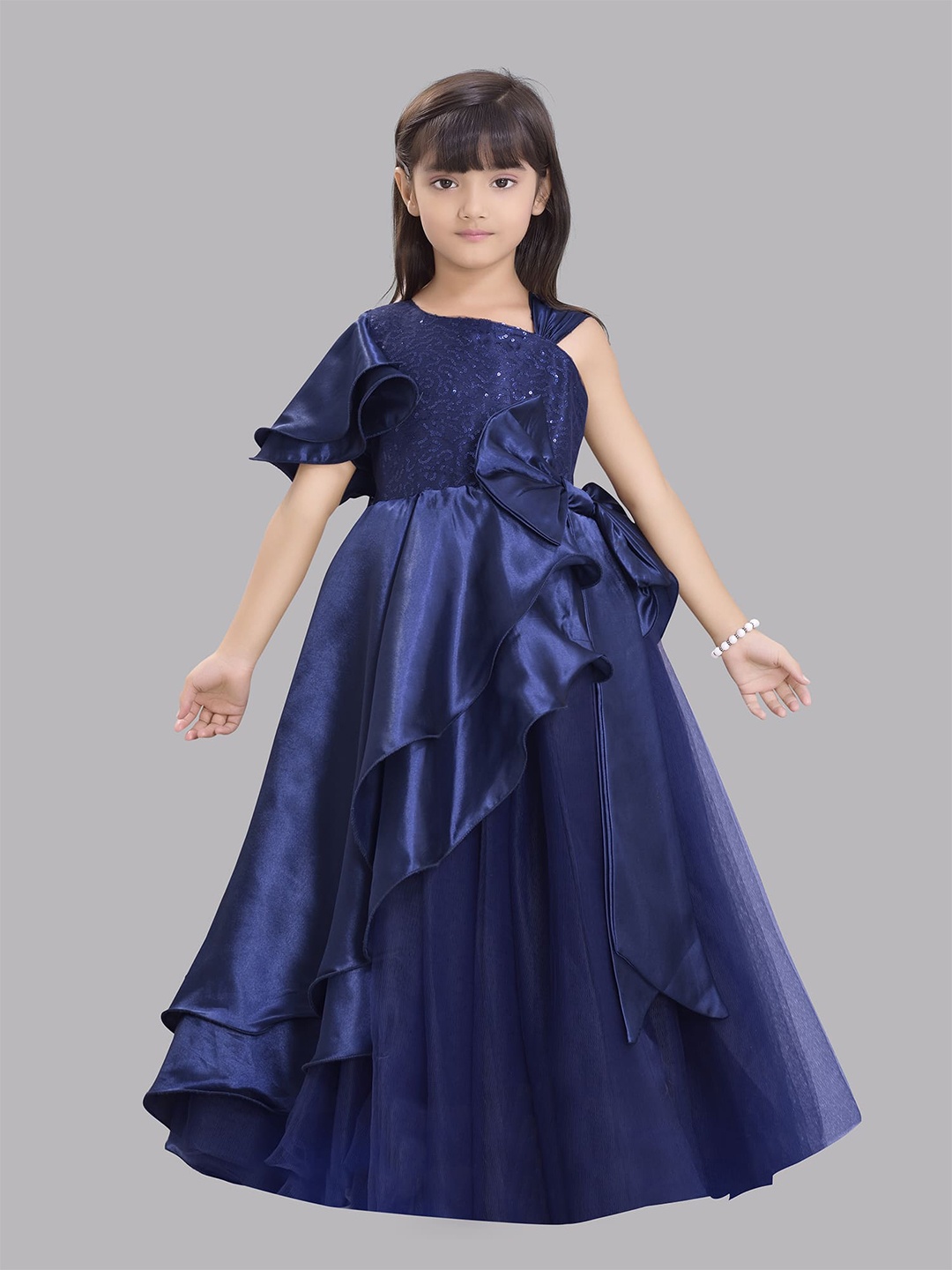 

Pink Chick Girls Navy Blue Big Bow Gown