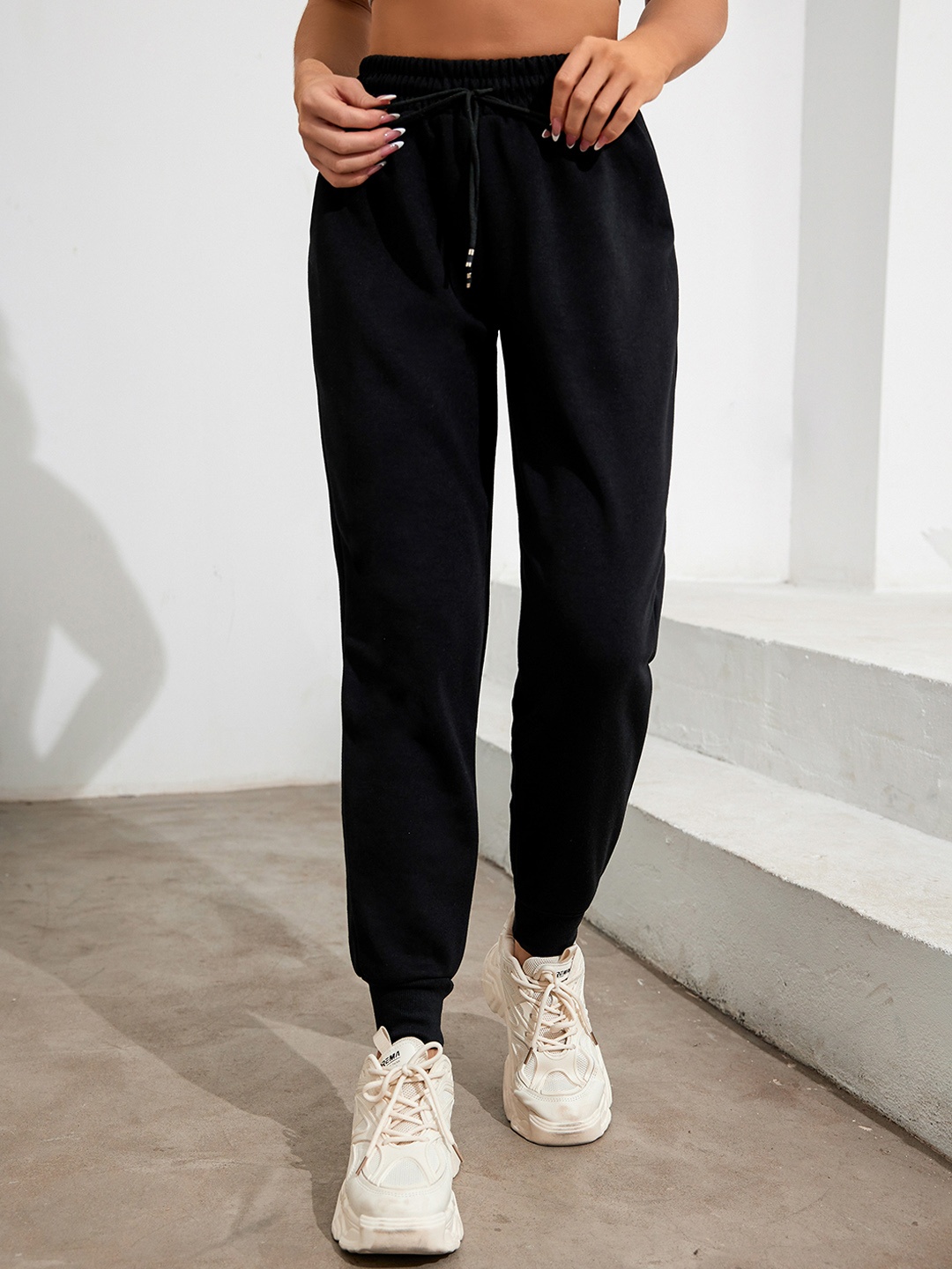 

URBANIC Women Black Solid Joggers