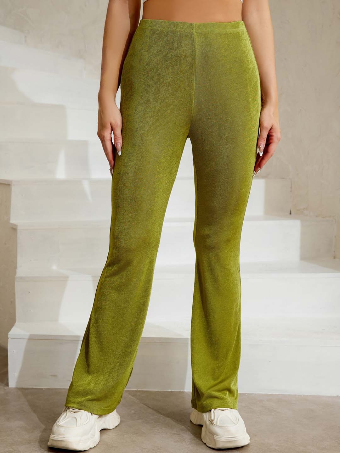 

URBANIC Women Green Solid Track Pants