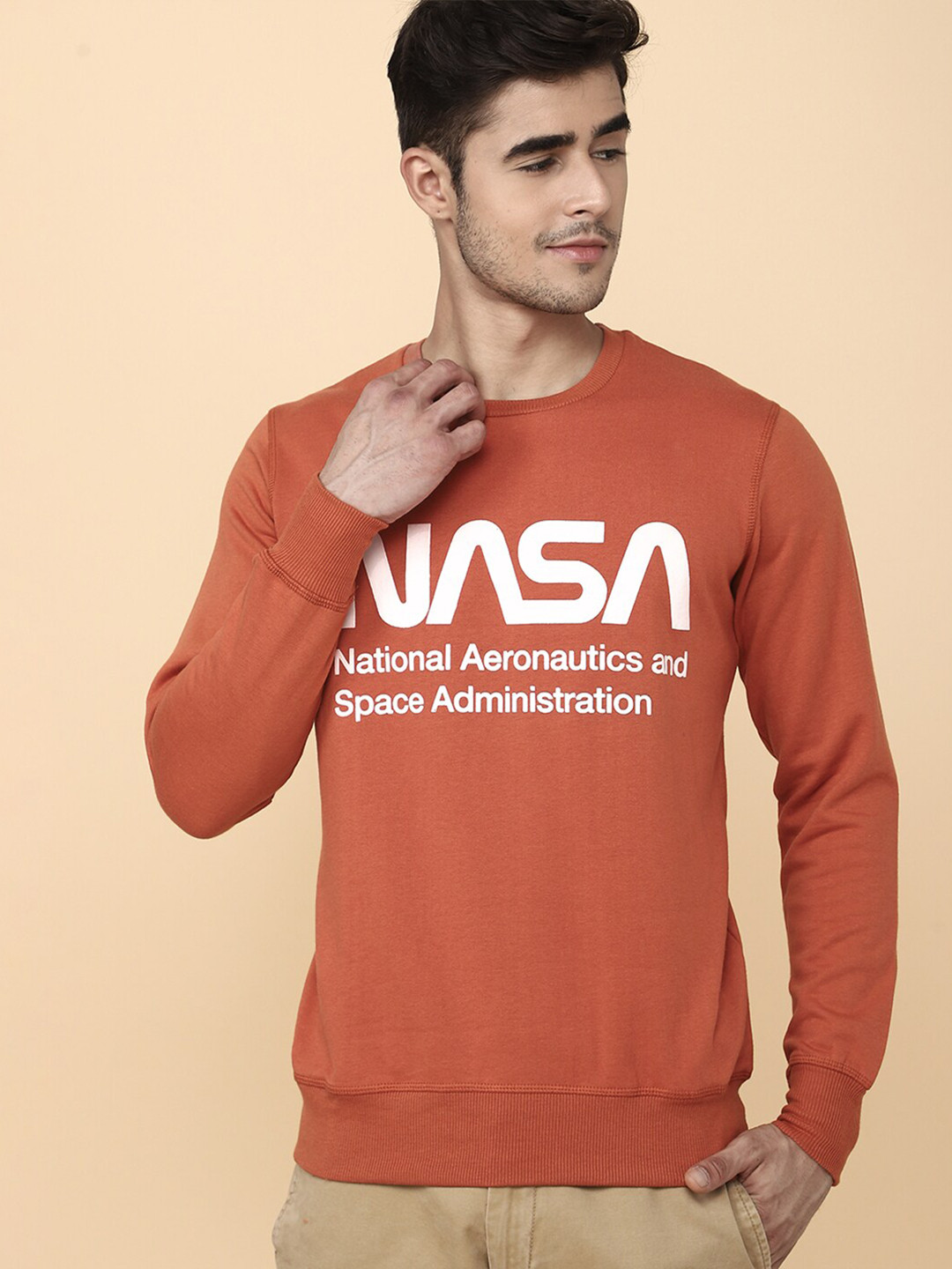 

Free Authority Men Orange NASA Printed Sweatshirt