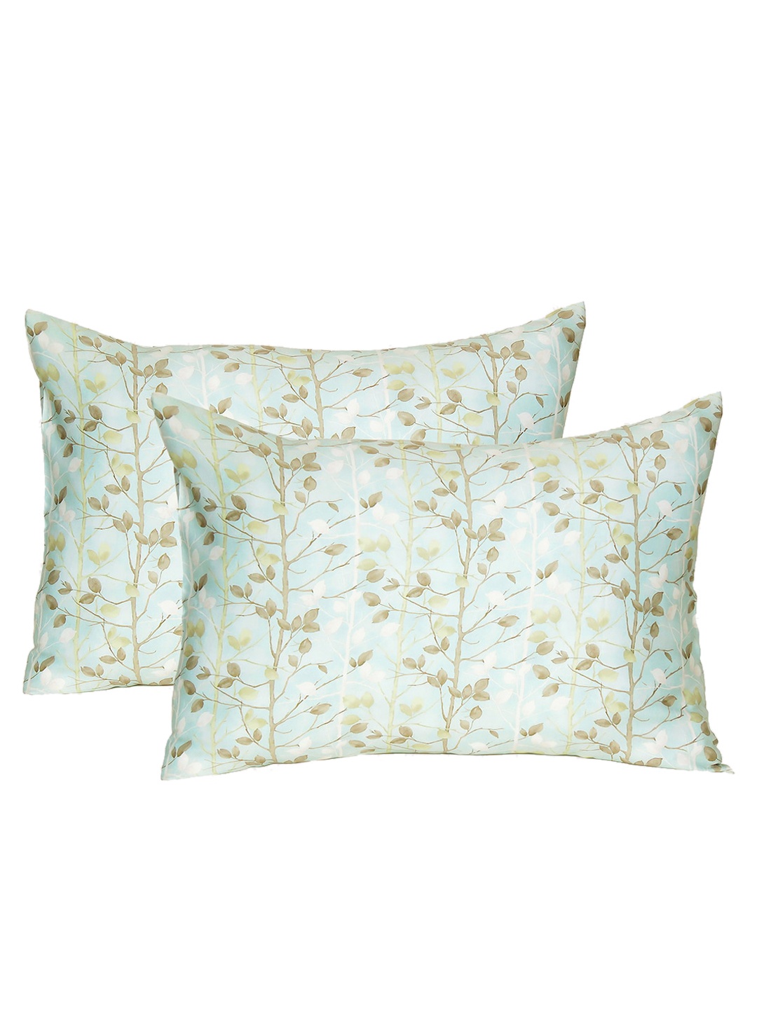 

OUSSUM Pack Of 2 Blue Printed Pillow Covers