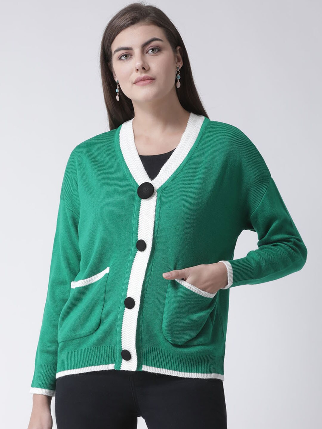 

Club York Women Green & White Cardigan