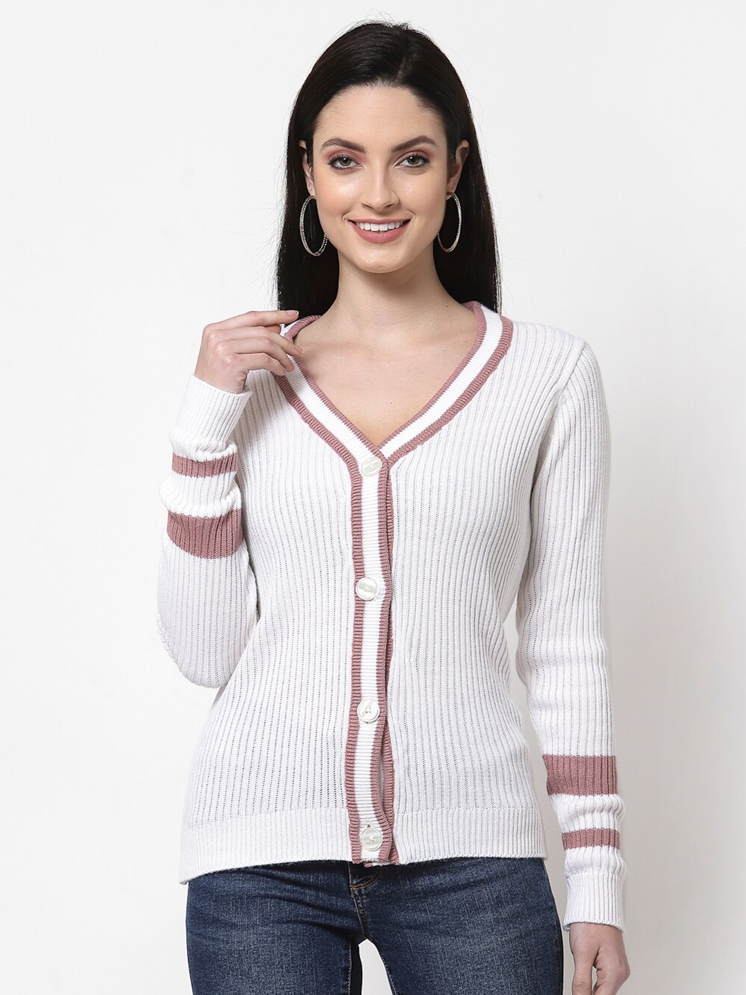 

Club York Women White Cable Knit Cardigan