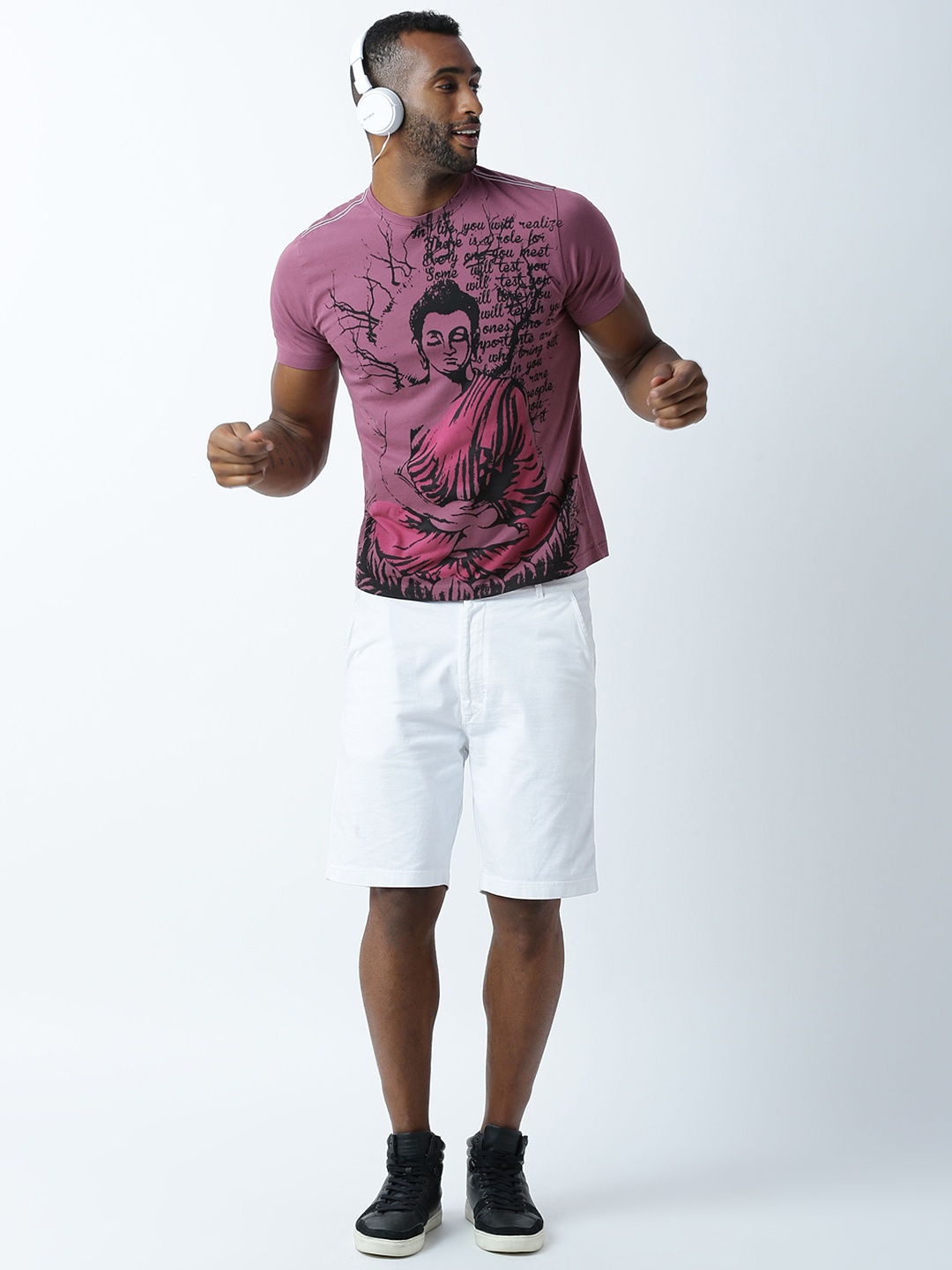 

Huetrap Men Mauve Printed T-shirt