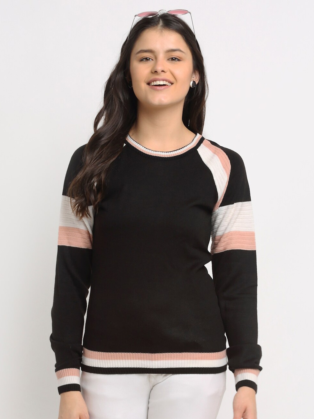 

Club York Women Black & Pink Colourblocked Pullover