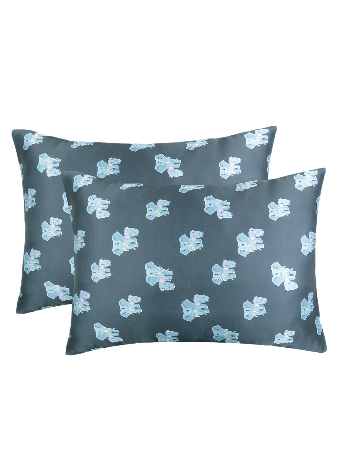 

OUSSUM Set Of 2 Grey Printed Satin Pillow Covers