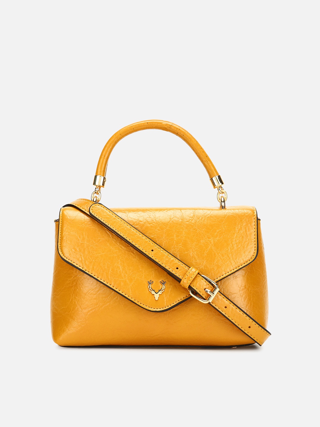 

Allen Solly Yellow PU Structured Satchel Bag