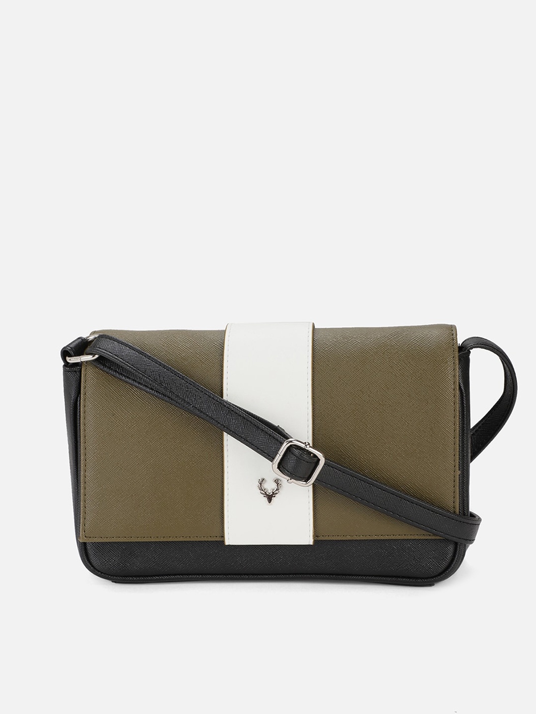 

Allen Solly Black Colourblocked PU Structured Sling Bag with Bow Detail