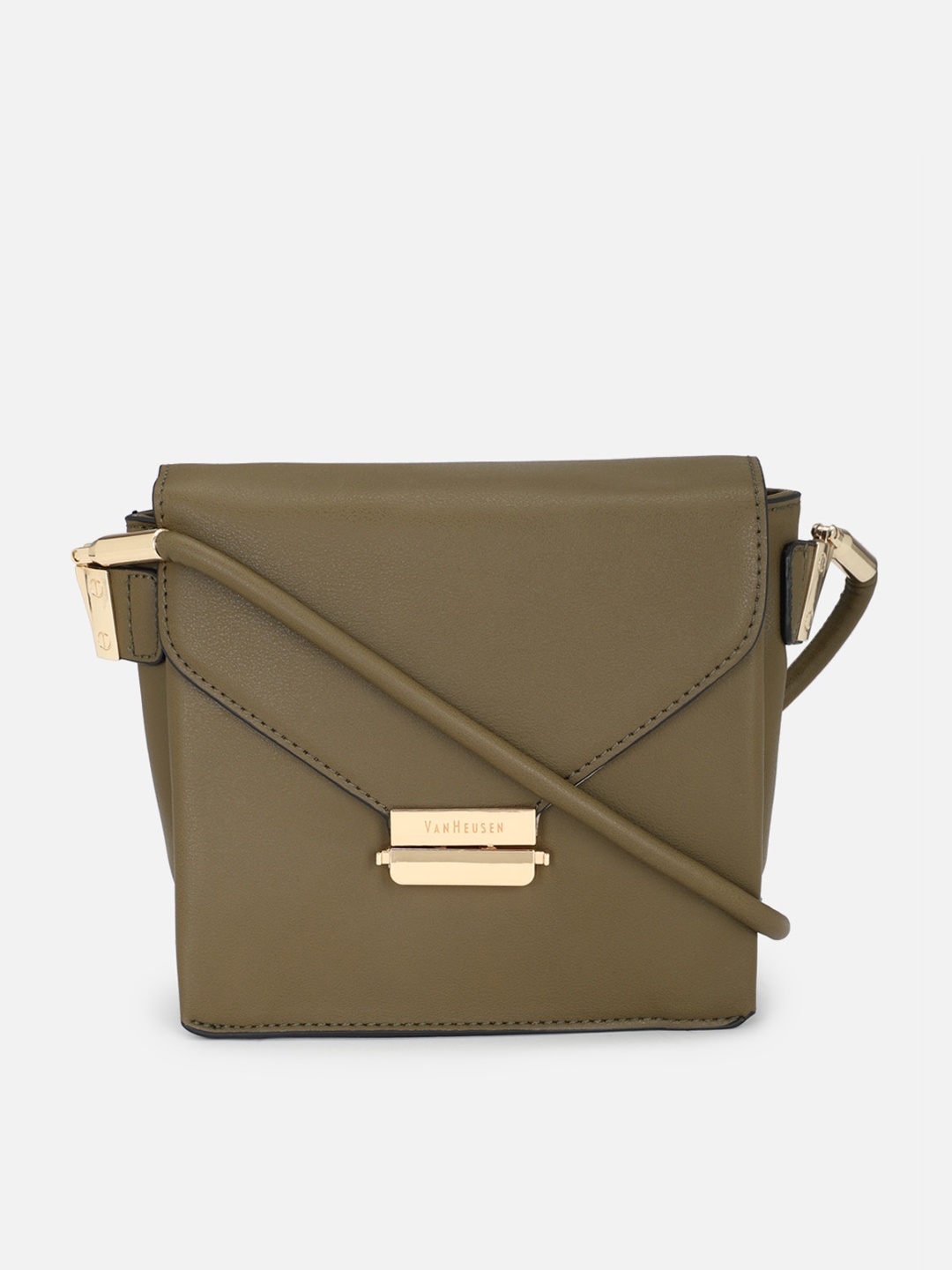 

Van Heusen Woman Olive Green PU Structured Sling Bag