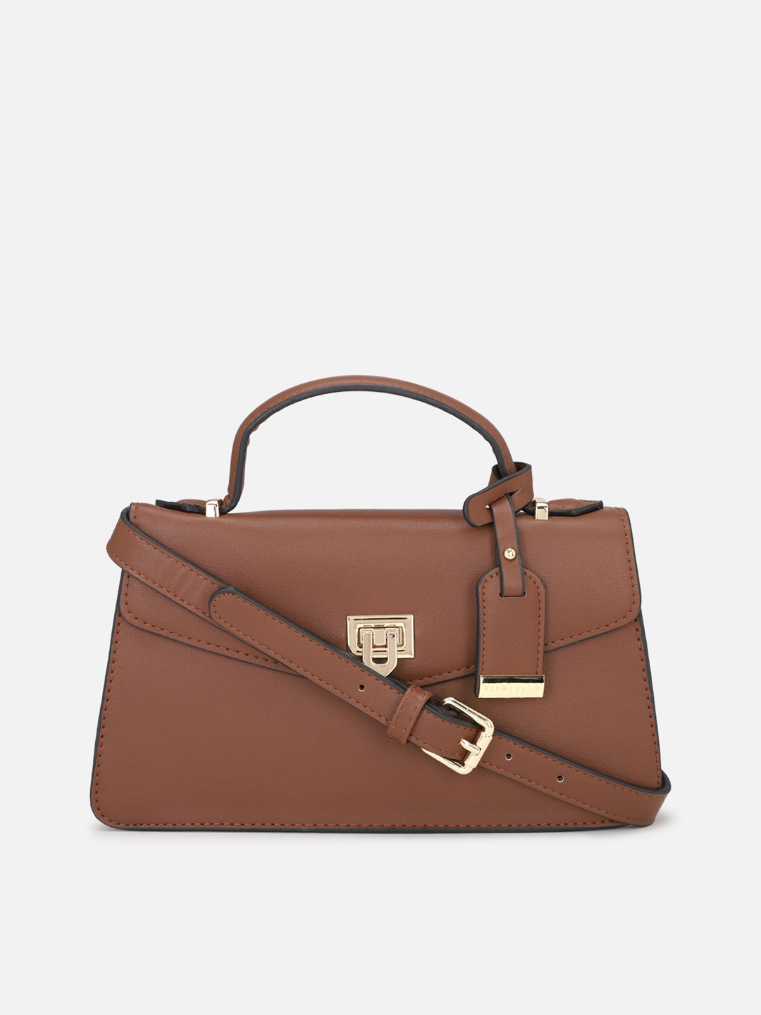 

Van Heusen Woman Brown Solid PU Structured Satchel Bag