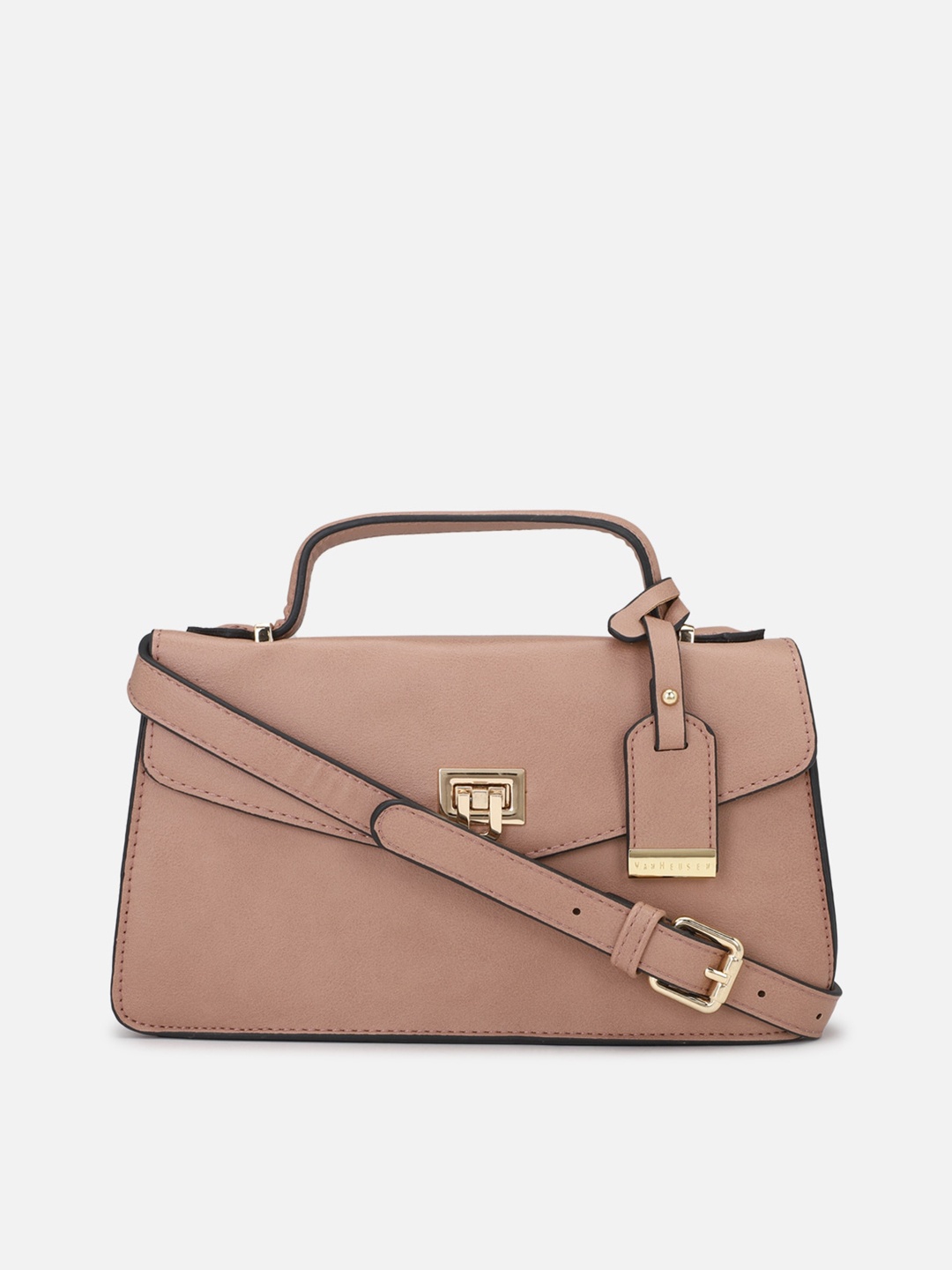 

Van Heusen Woman Peach-Coloured PU Structured Satchel