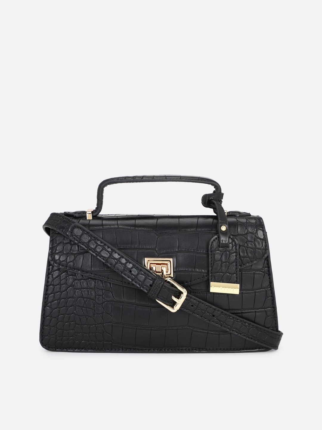 

Van Heusen Woman Black Textured PU Structured Satchel