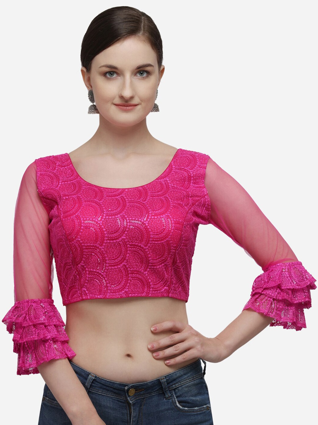 

Amrutam Fab Pink Embroidered Saree Blouse