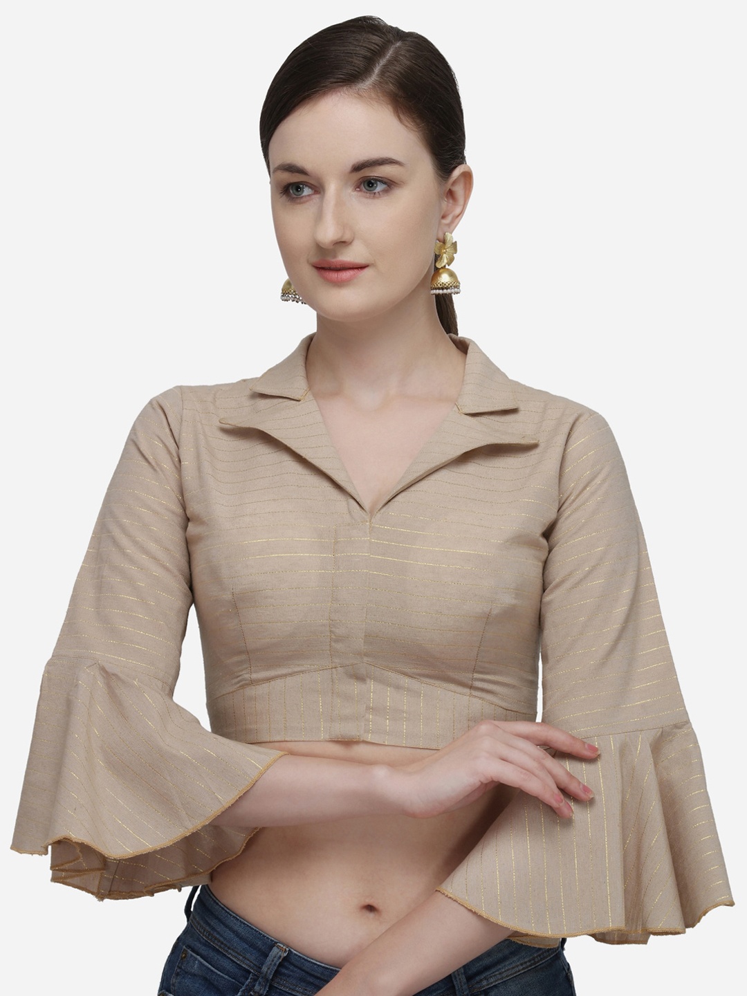 

Amrutam Fab Beige Printed Saree Blouse