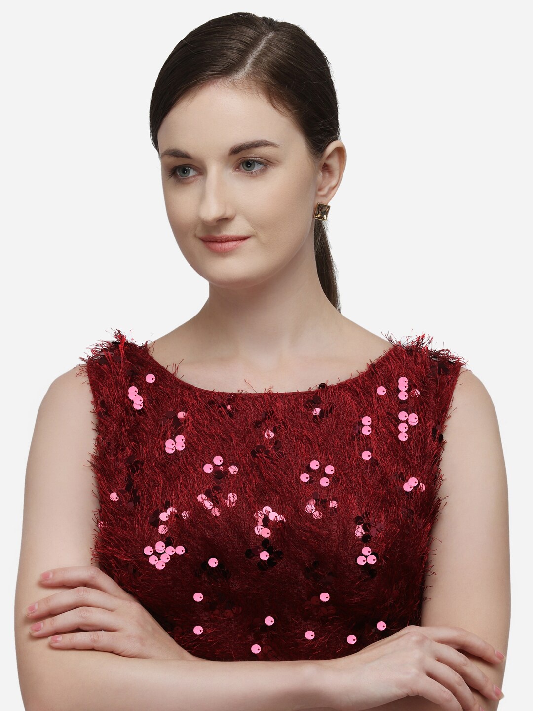 

Amrutam Fab Red Sequined Embellished Saree Blouse