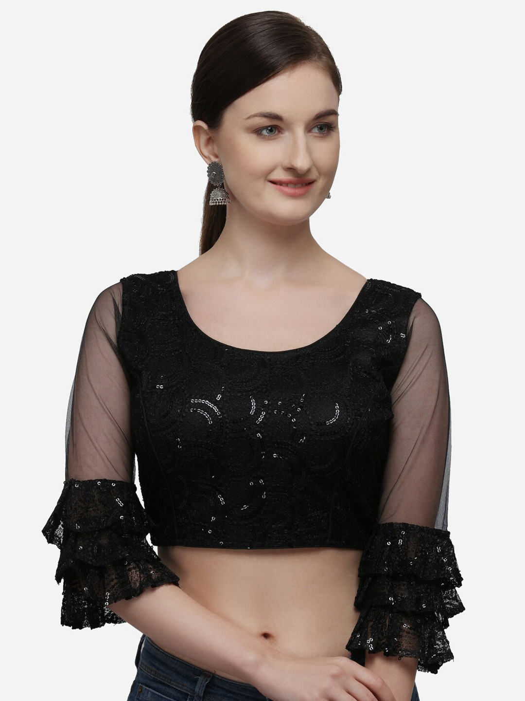 

Amrutam Fab Women Black Embellished Saree Blouse