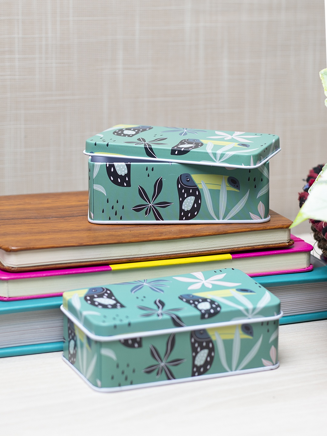 

MARKET99 Green 2 Pcs Metal Giraffe Pictograph Kitchen Storage Box