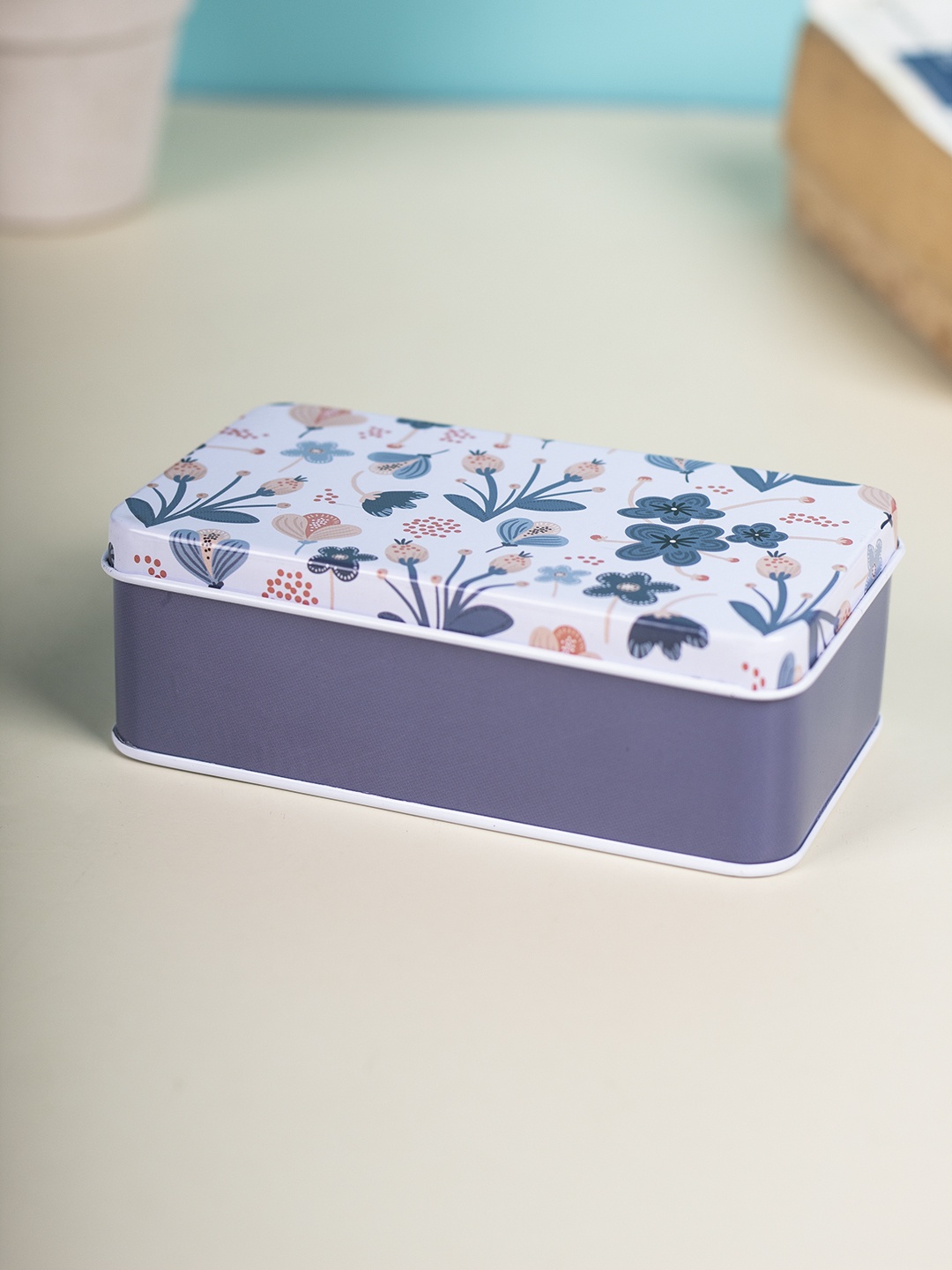 

MARKET99 Turquoise Blue Cartoon Stainless steel Print Stainless Steel Storage Box