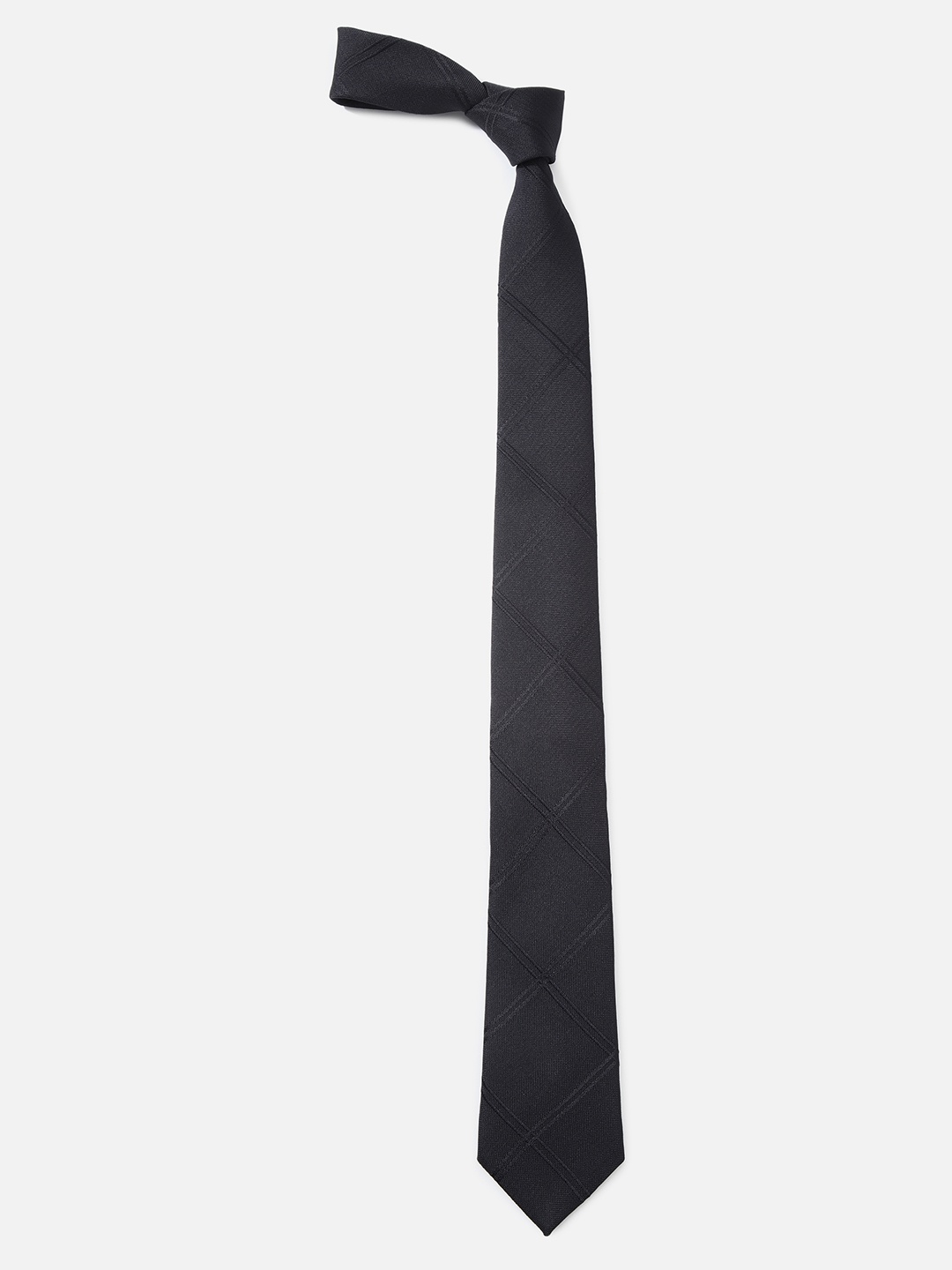 

Louis Philippe Men Black Checked Broad Tie