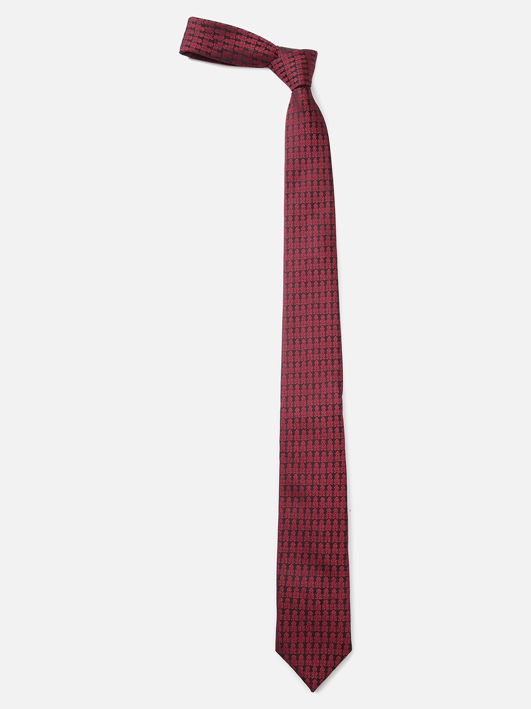 

Louis Philippe Men Maroon & Black Woven Design Broad Tie