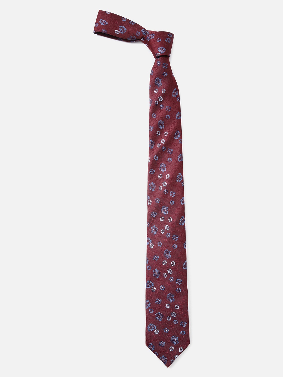 

Louis Philippe Men Maroon & Blue Woven Design Broad Tie