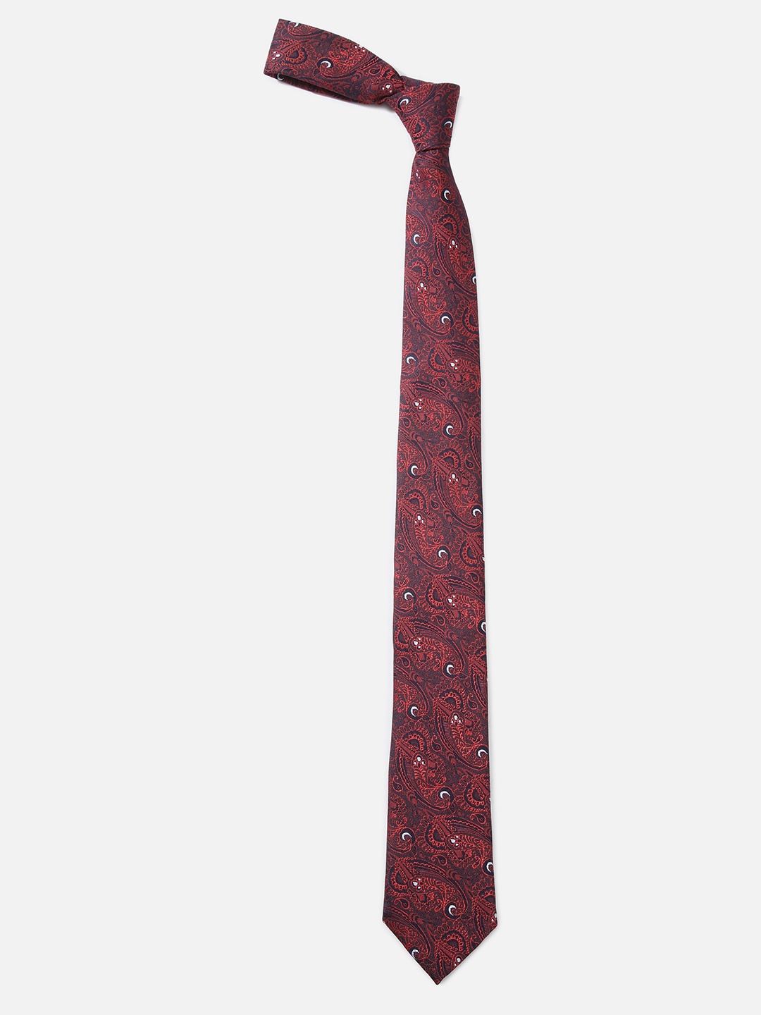 

Louis Philippe Men Maroon & Black Woven Design Broad Tie