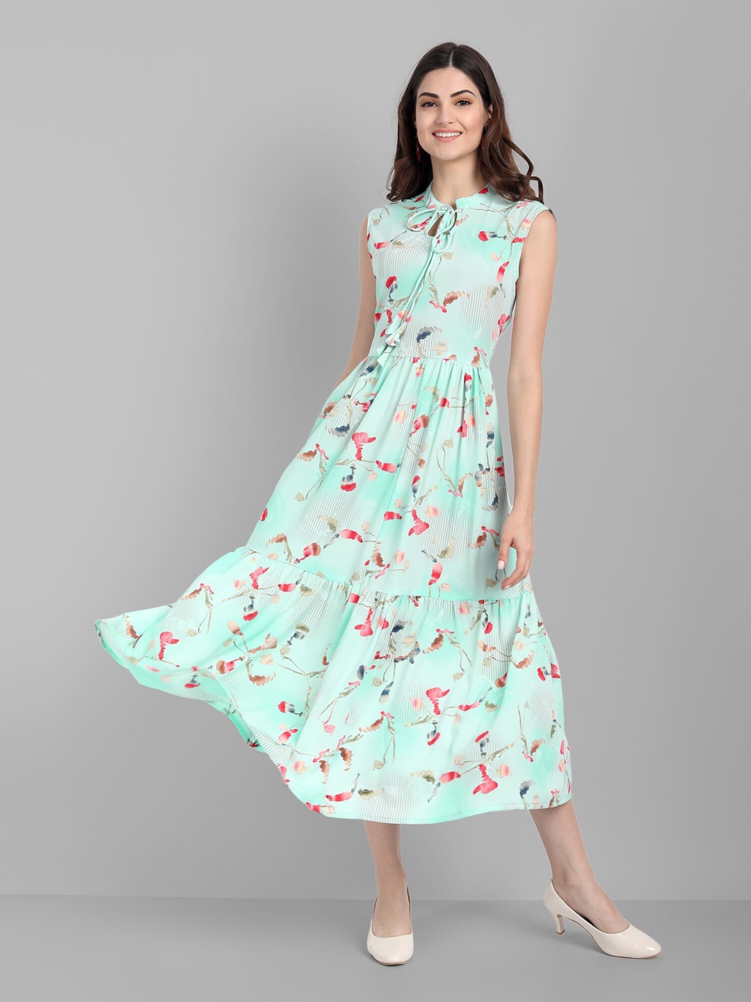 

SINGNI Women Blue Floral Crepe Maxi Dress