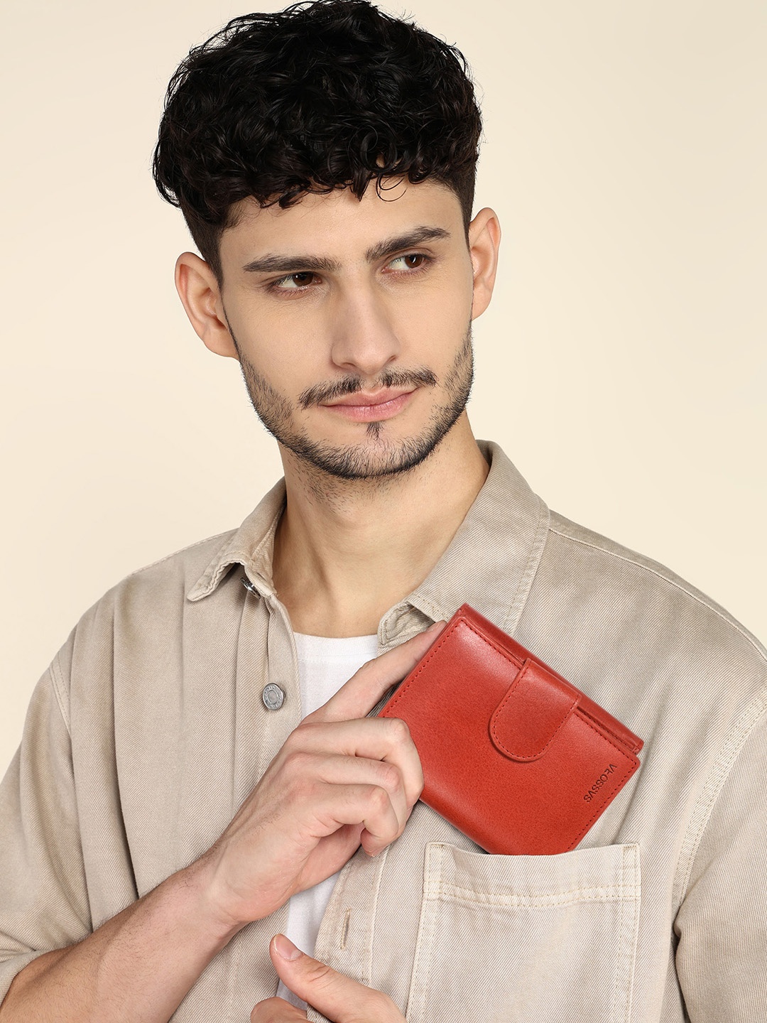 

Sassora Women Red Zip Detail Leather Two Fold Wallet