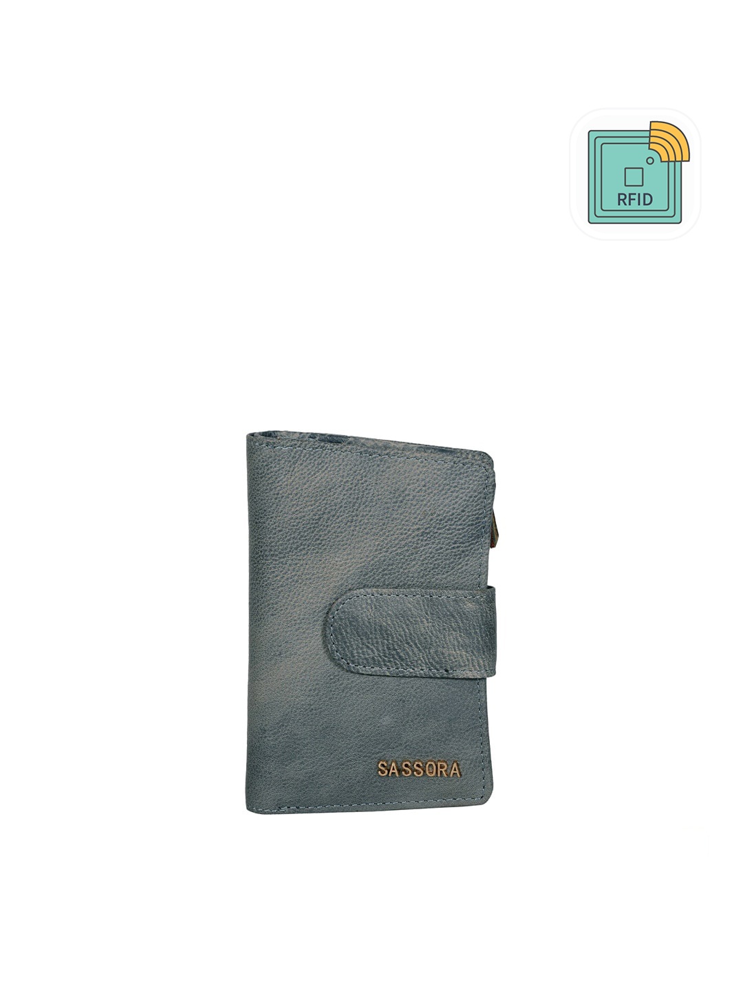 

Sassora Women Green Zip Detail Leather Two Fold Wallet
