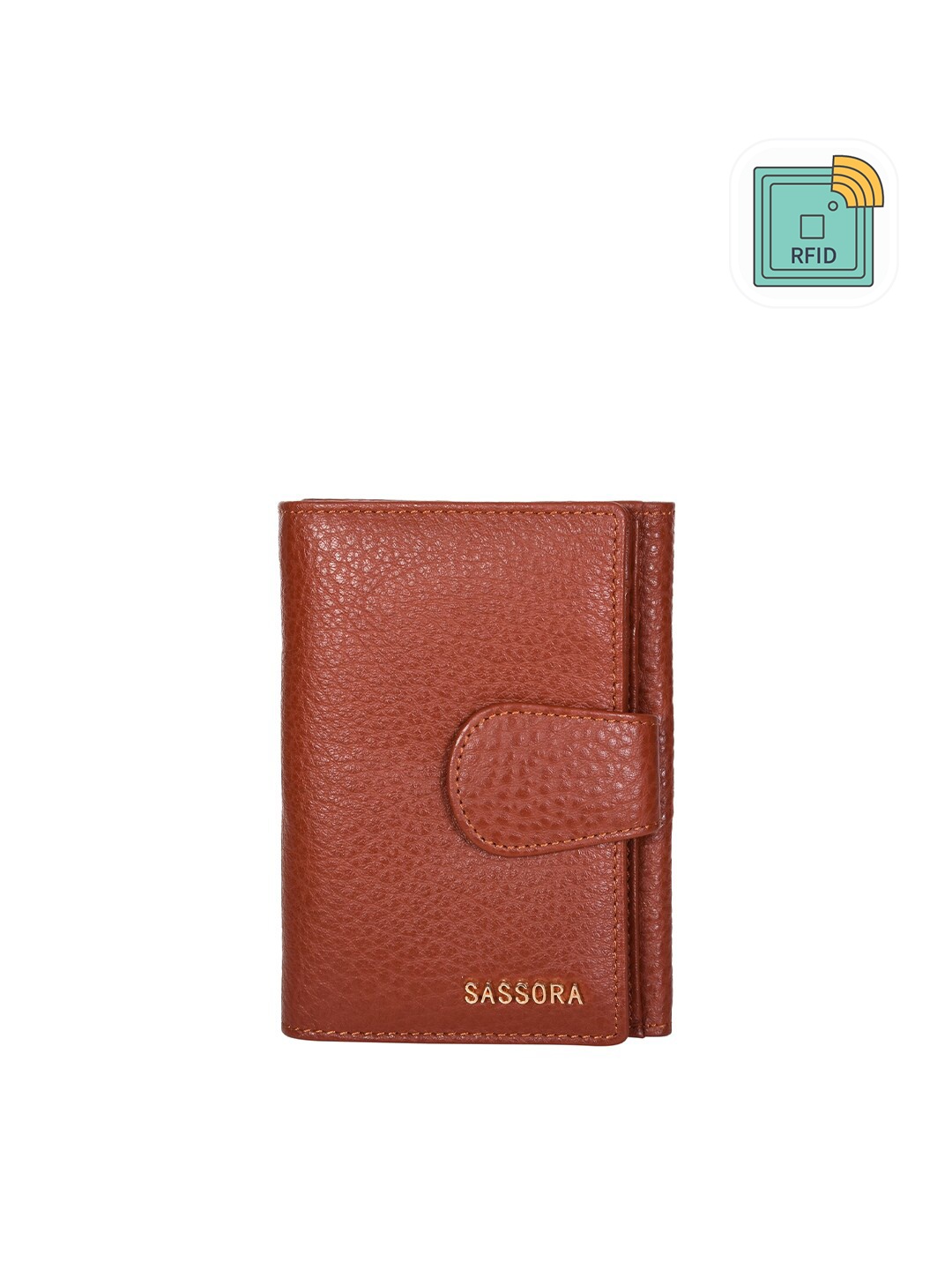 

Sassora Women Brown Leather RFID Two Fold Wallet