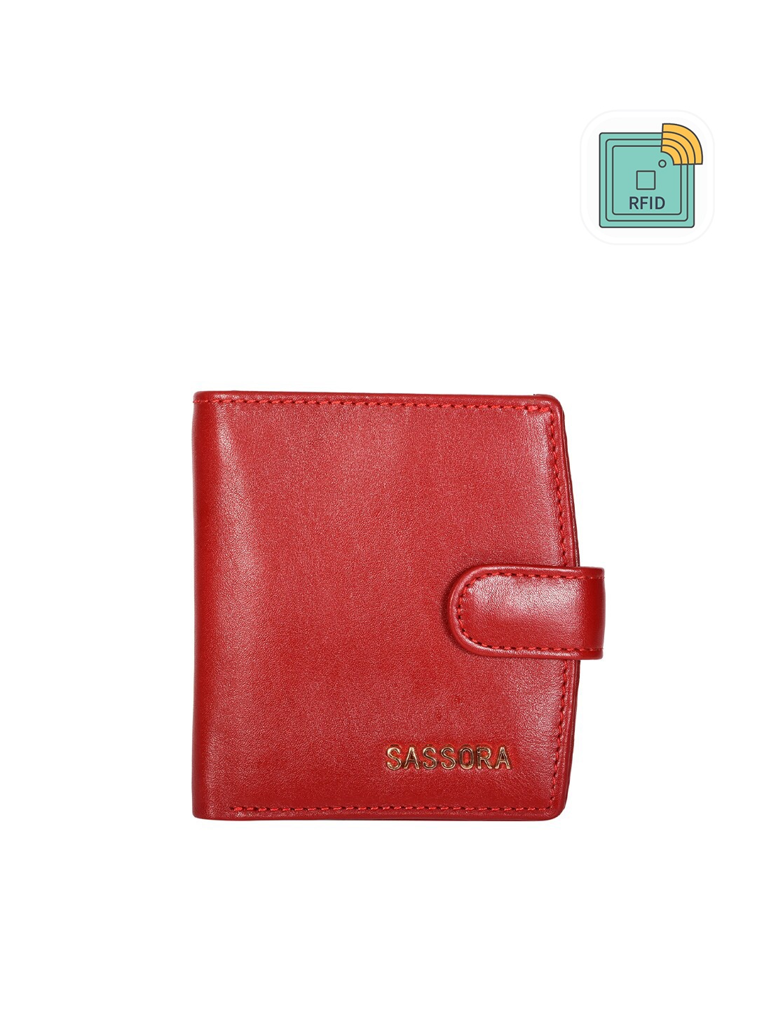 

Sassora Women Red Leather Two Fold Wallet