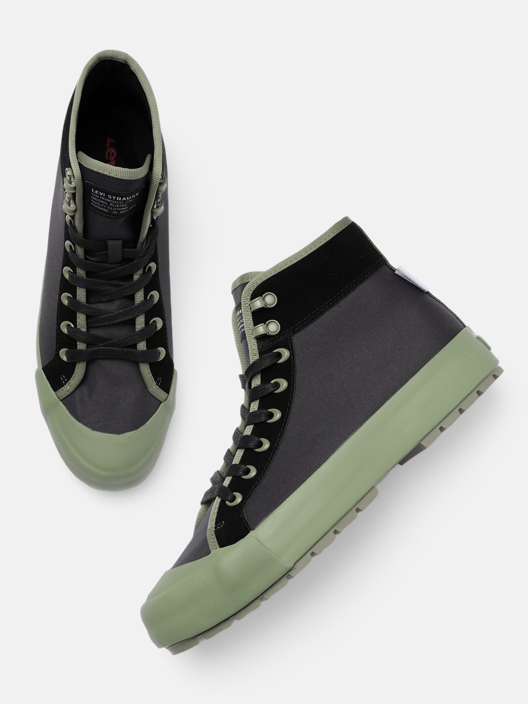

Levis Men Green Solid High-Top Sneakers