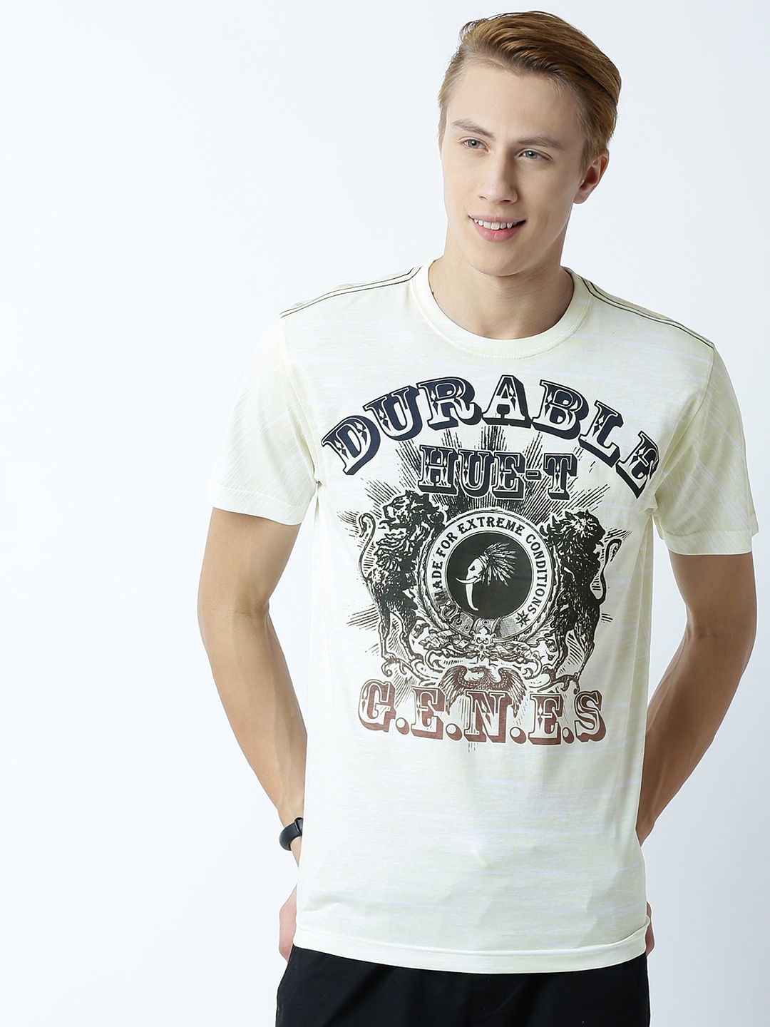 

Huetrap Men White Printed T-shirt