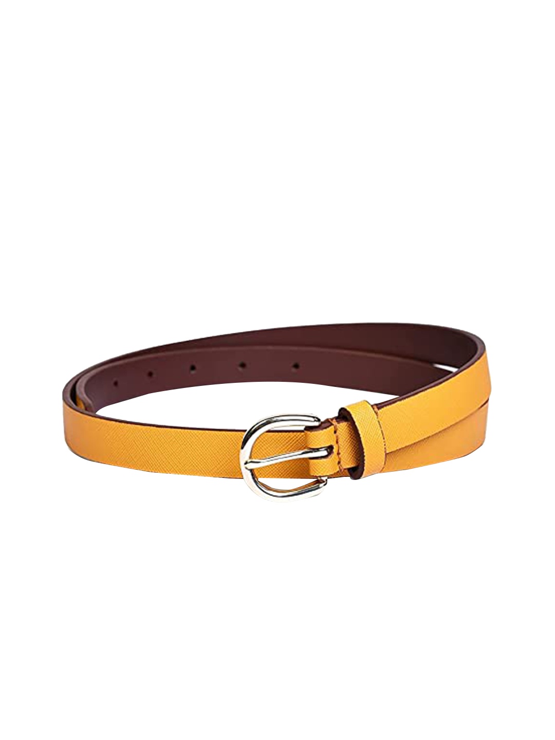 

Belwaba Women Yellow Textured PU Belt