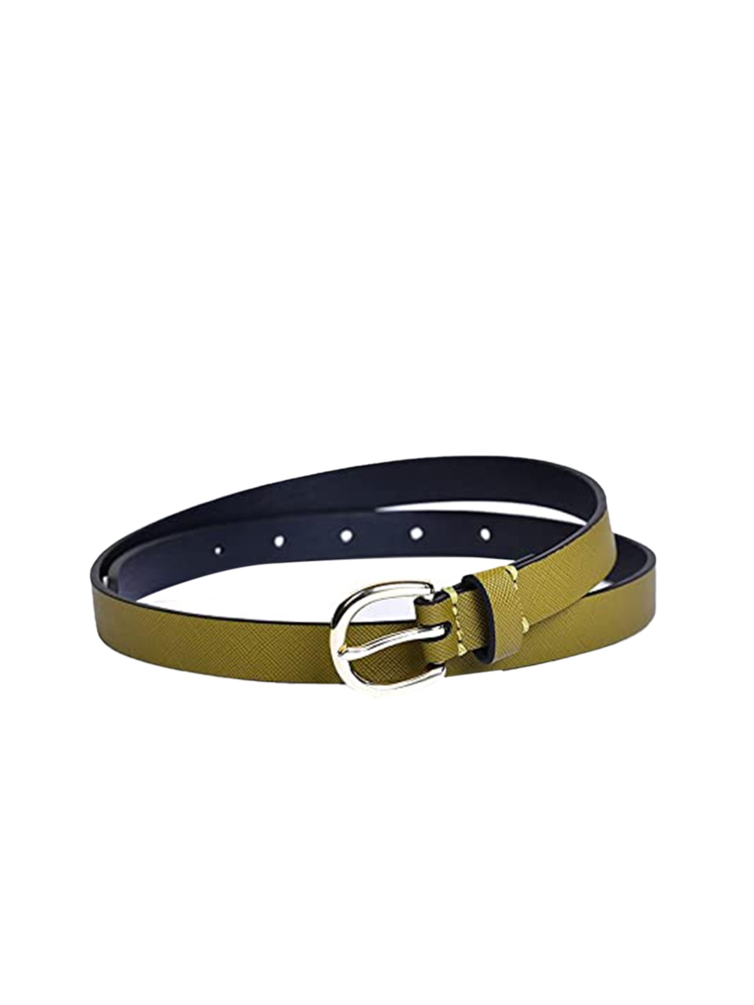 

Belwaba Women Olive Green Textured PU Belt