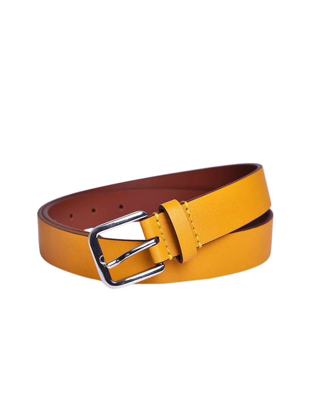 

Belwaba Women Yellow Textured PU Belt